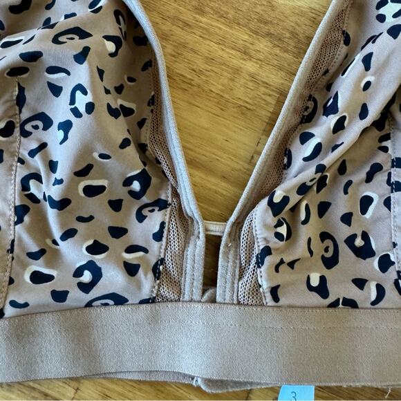 Lively Leopard Spotted Print Mesh Trim Lined Bralette Bra Size 3 - Picture 3 of 6